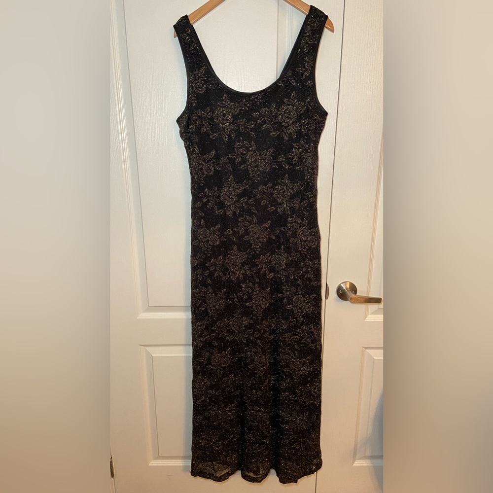 Vintage slinky stretchy black maxi dress